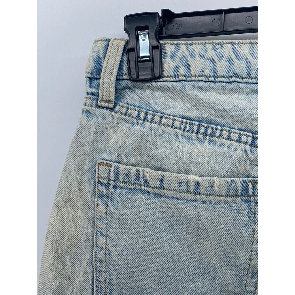 WILD FABLE Women's Light Blue Frayed Asymmetrical Waist High-Rise Shorts SZ 00