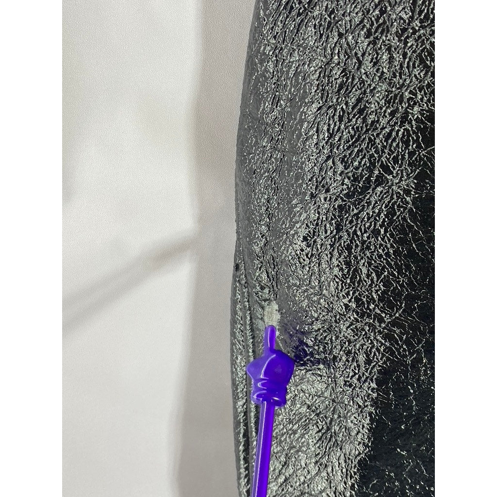 ZARA TRAFALUC Women's Black Faux-Leather Zip-Up Motorcycle Jacket SZ S