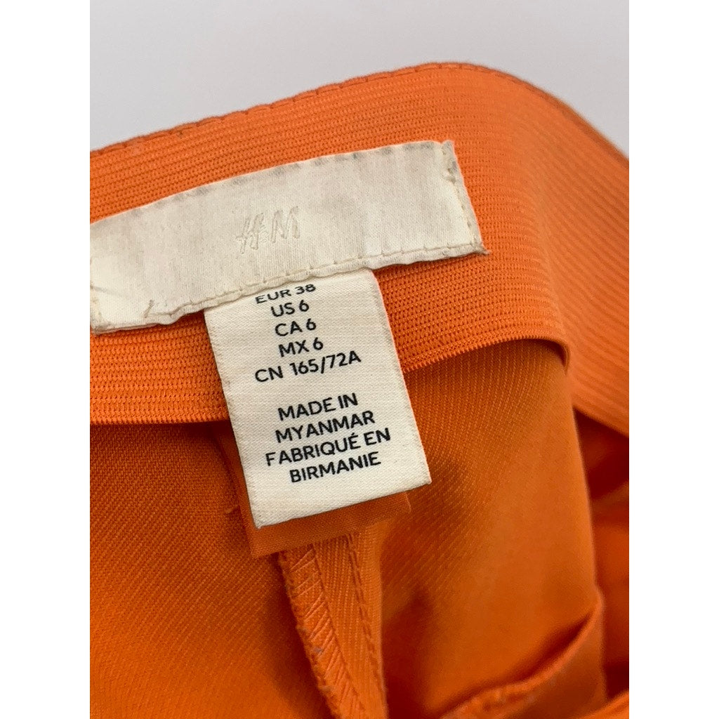 H&M Women's Orange Solid Skinny Leg Pants SZ 6