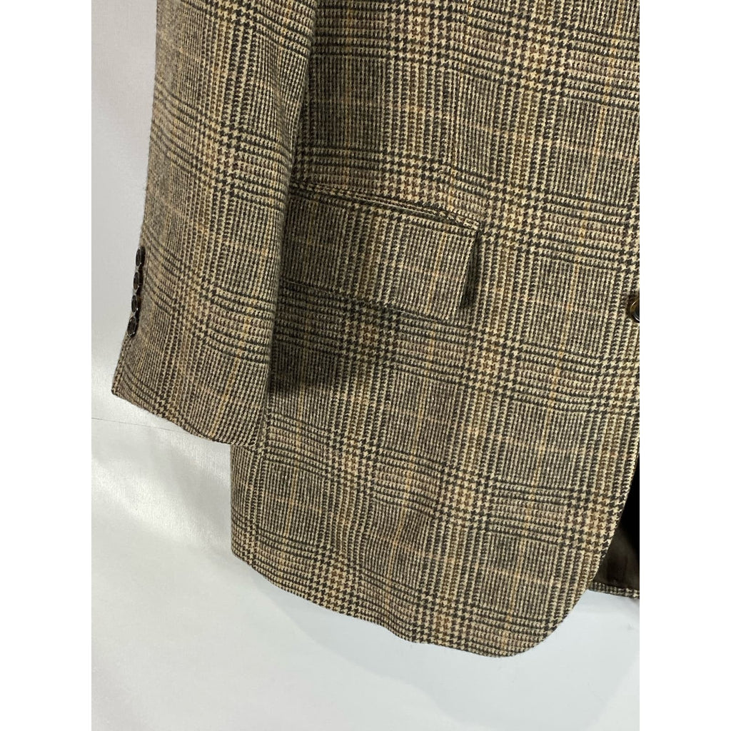 BROOKS BROTHERS Men's Tan Plaid Camel Hair Two-Button Blazer SZ 42R