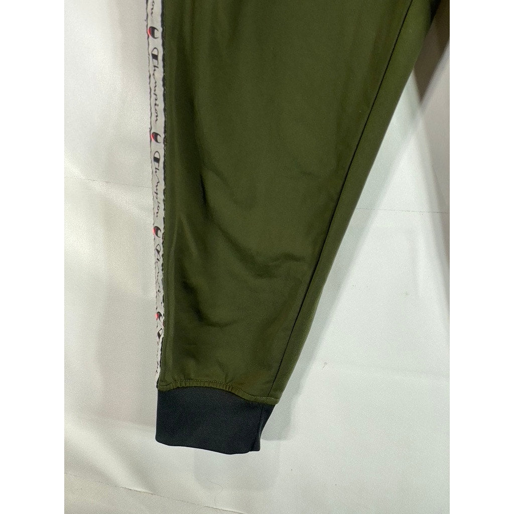 CHAMPION Men's Olive Green Logo Side Tape Pull-On Elastic Waist Track Pant SZ XL