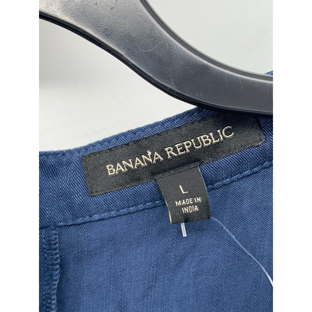 BANANA REPUBLIC Women's Navy Scoop-Neck Long Sleeve Top SZ L