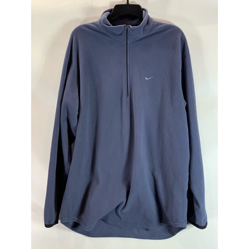 NIKE Men's Navy Therma-Fit Stand Collar Half-Up Fleece Pullover Sweater SZ L