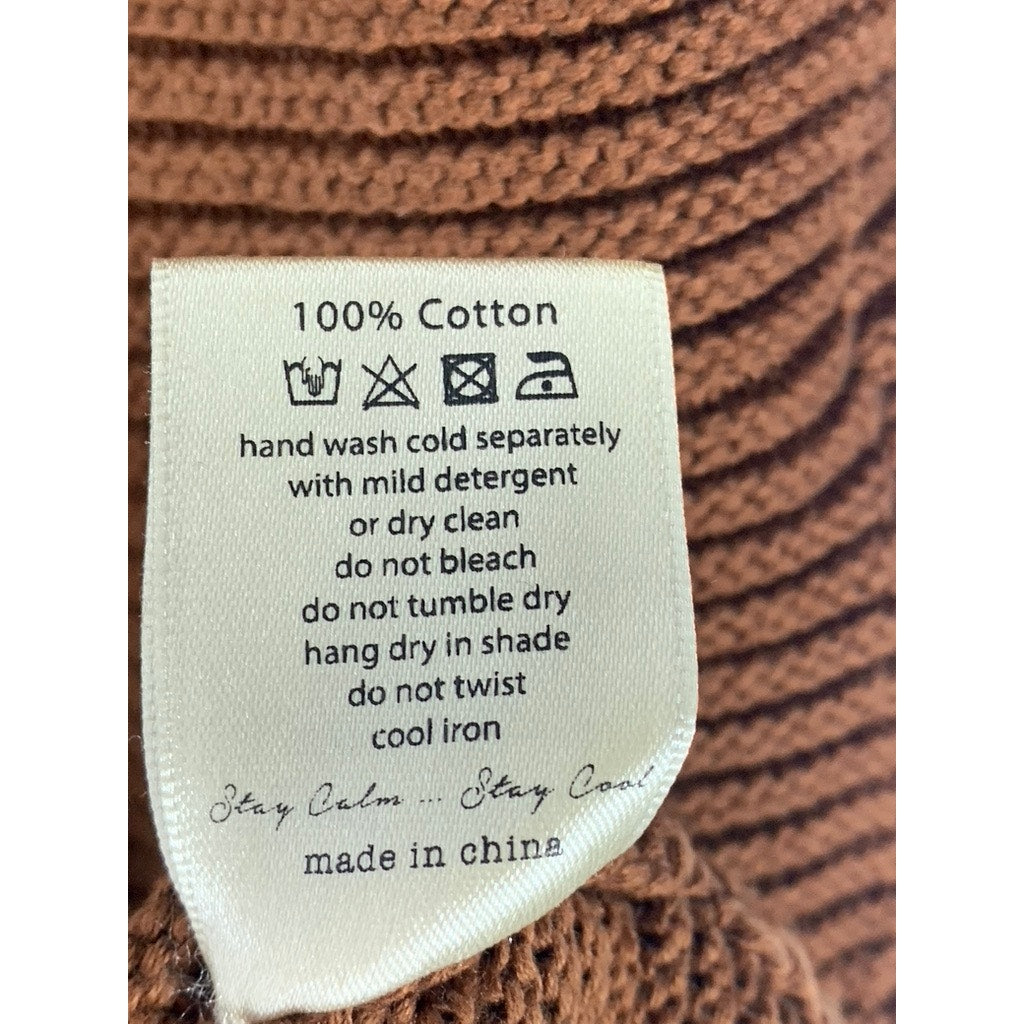 ID MENSWEAR Men's Brown Knit Crewneck Casual Pullover Sweater SZ M