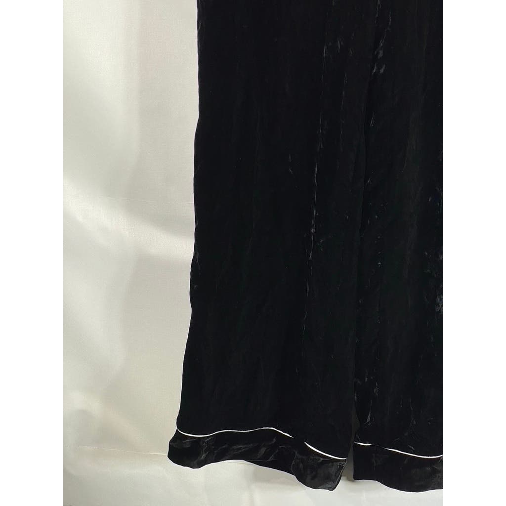 BARNEYS NEW YORK Women's Black Velvet Wide-Leg Pants SZ 42(US 6)