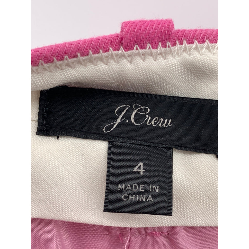 J.CREW Women's Dark Pink Solid Straight-Leg Linen-Blend Pant SZ 4