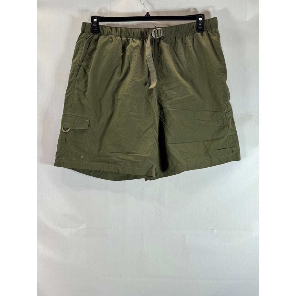 COLUMBIA Sportswear Men's Green Belted Cargo Hiking Shorts SZ 2XL