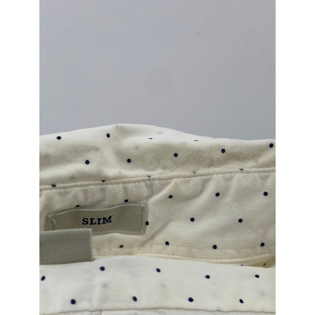 J.CREW Men's White Dot Print Stretch Organic Cotton Slim-Fit Button-Up Shirt SZM