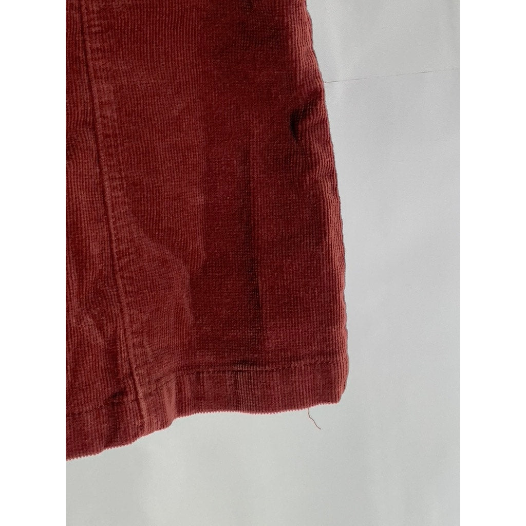 FOREVER 21 Women's Burgundy Button-Front Corduroy Mini Skirt SZ S