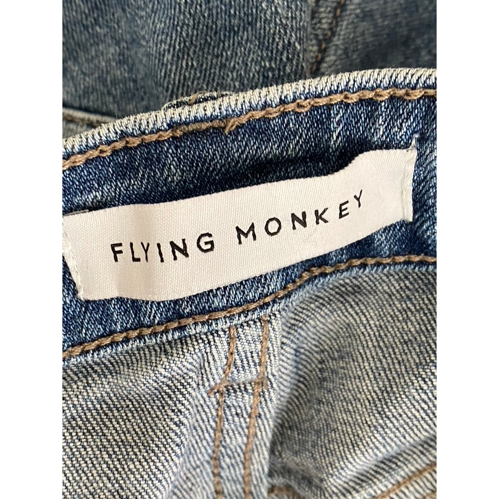 FLYING MONKEY Women's Medium Wash Blue Distressed Super High-Rise Jean SZ 25