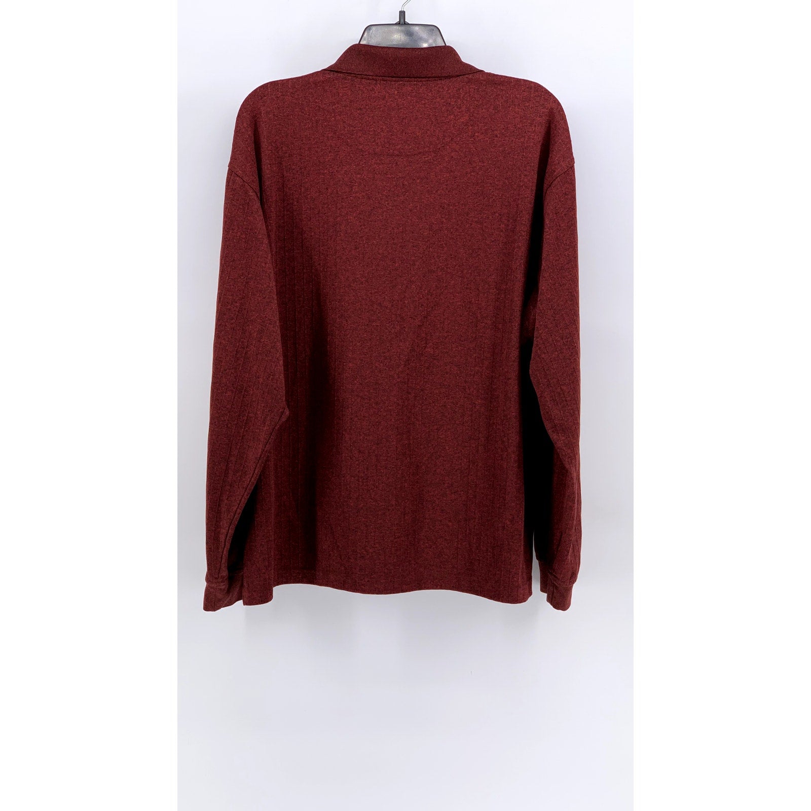 PGA TOUR Men's Maroon Heather Long Sleeve Polo Shirt SZ L
