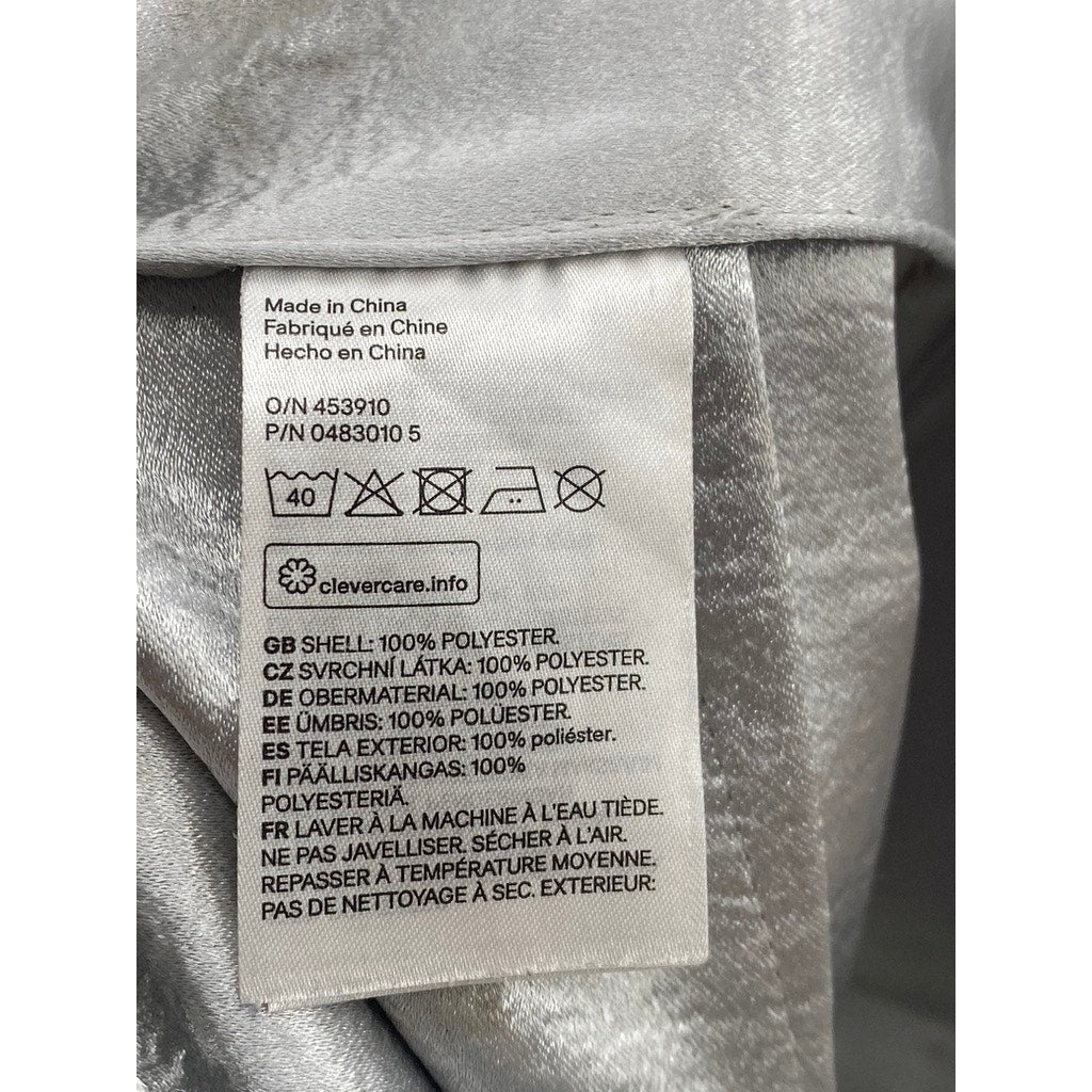 H&M Women's Silver Metallic Ruffle-Hem Mini Skirt SZ 6