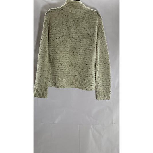 MADEWELL Women's Cream Flecked Belmont Donegal Mock Neck Pullover Sweater SZ S