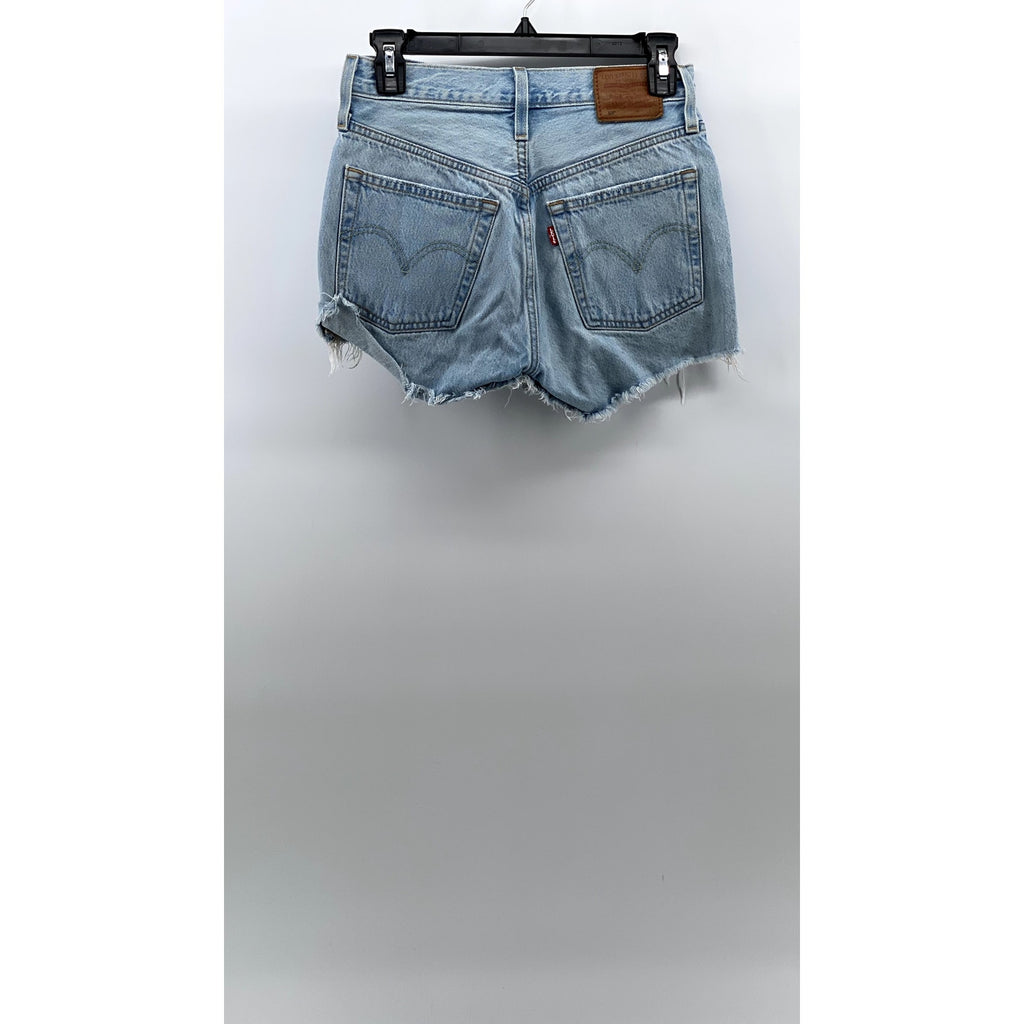 LEVI'S Women's Light Blue Denim 501 Distressed Five-Pocket High-Rise Short SZ 29