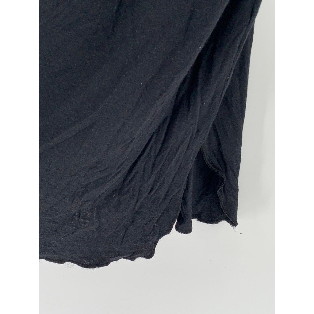 UNBRANDED Women's Black Shell Keyhole Plunging V-Neck Short Sleeve Dress SZ L