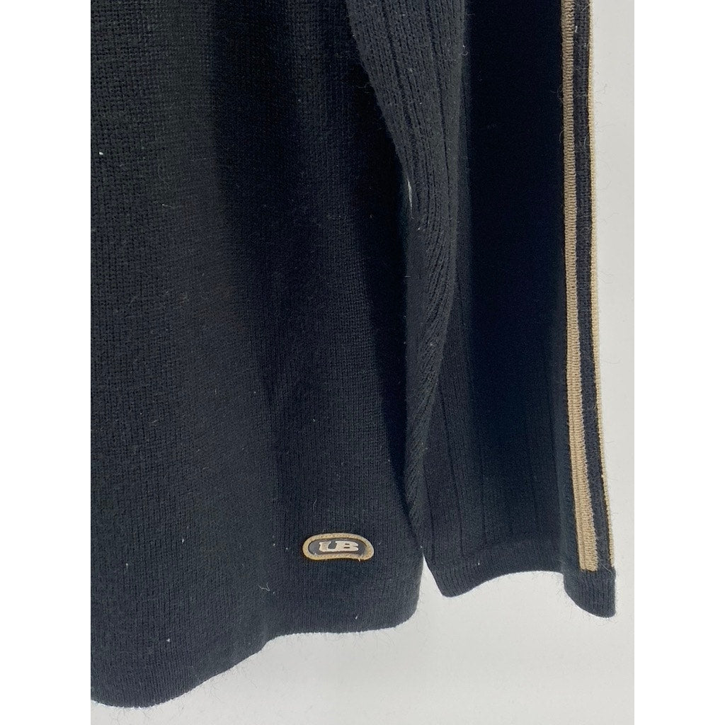 UNION BAY Men's Black-Tan Crewneck Striped Long Sleeve Knit Sweater SZ XL