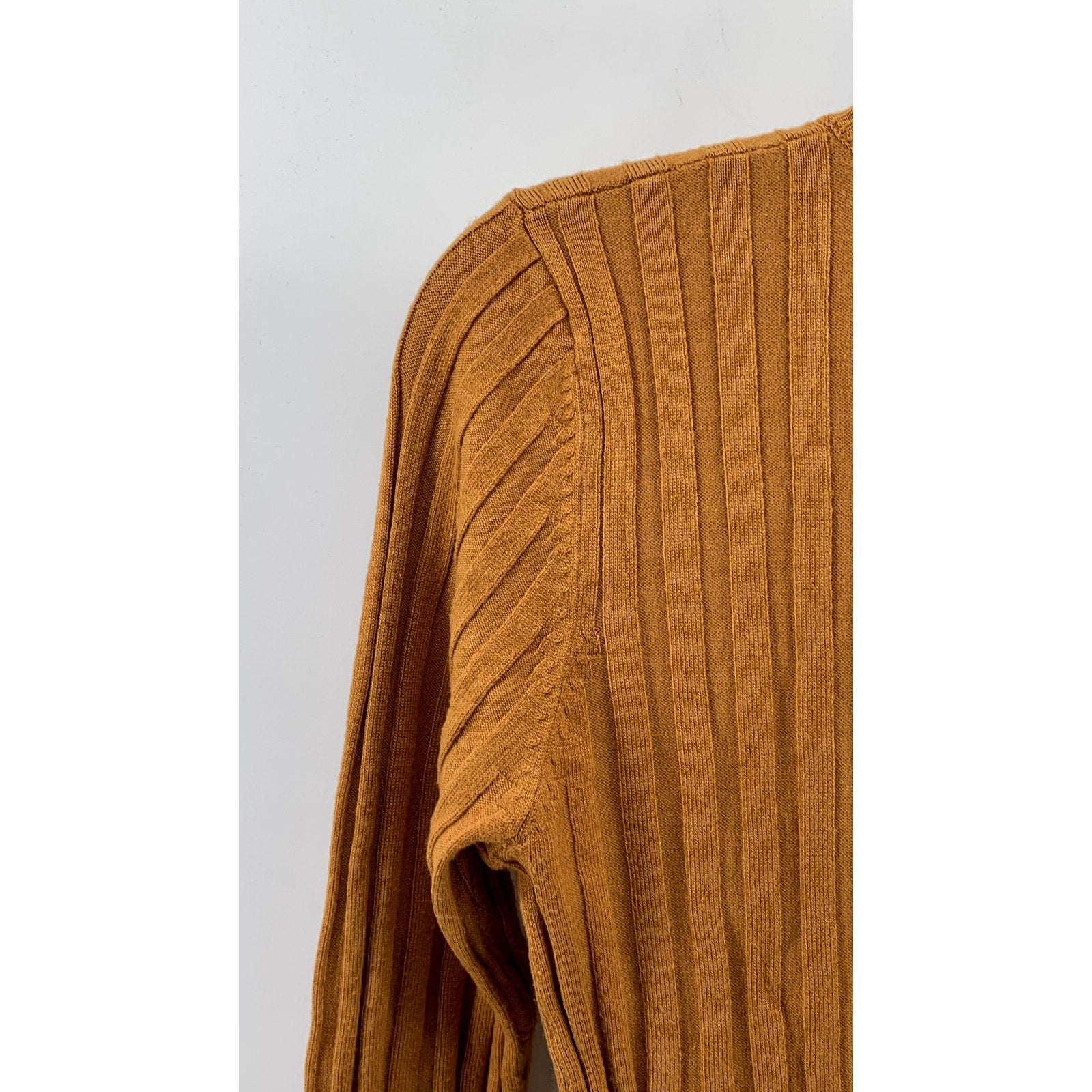 EXIT Urban & Vintage Women's Burnt Orange Ribbed Crewneck Long Sleeve Top SZ M