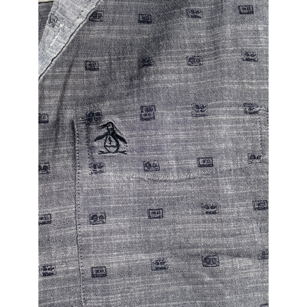 ORIGINAL PENGUIN Men's Gray Cassette Regular-Fit Button-Up Long Sleeve Shirt SZL