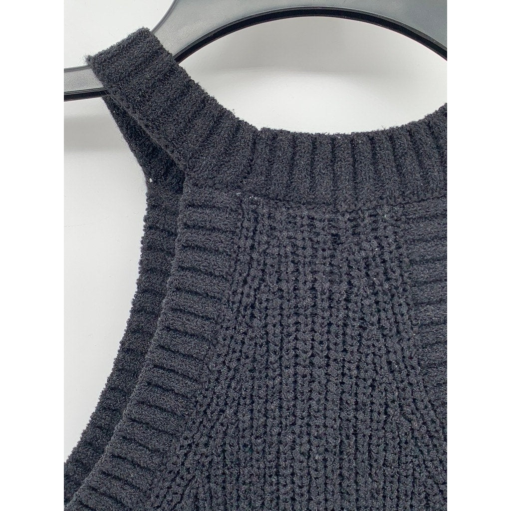 DIVIVDED BY H&M Women's Black Rib Knit Halter Cropped Tank Top SZ XS
