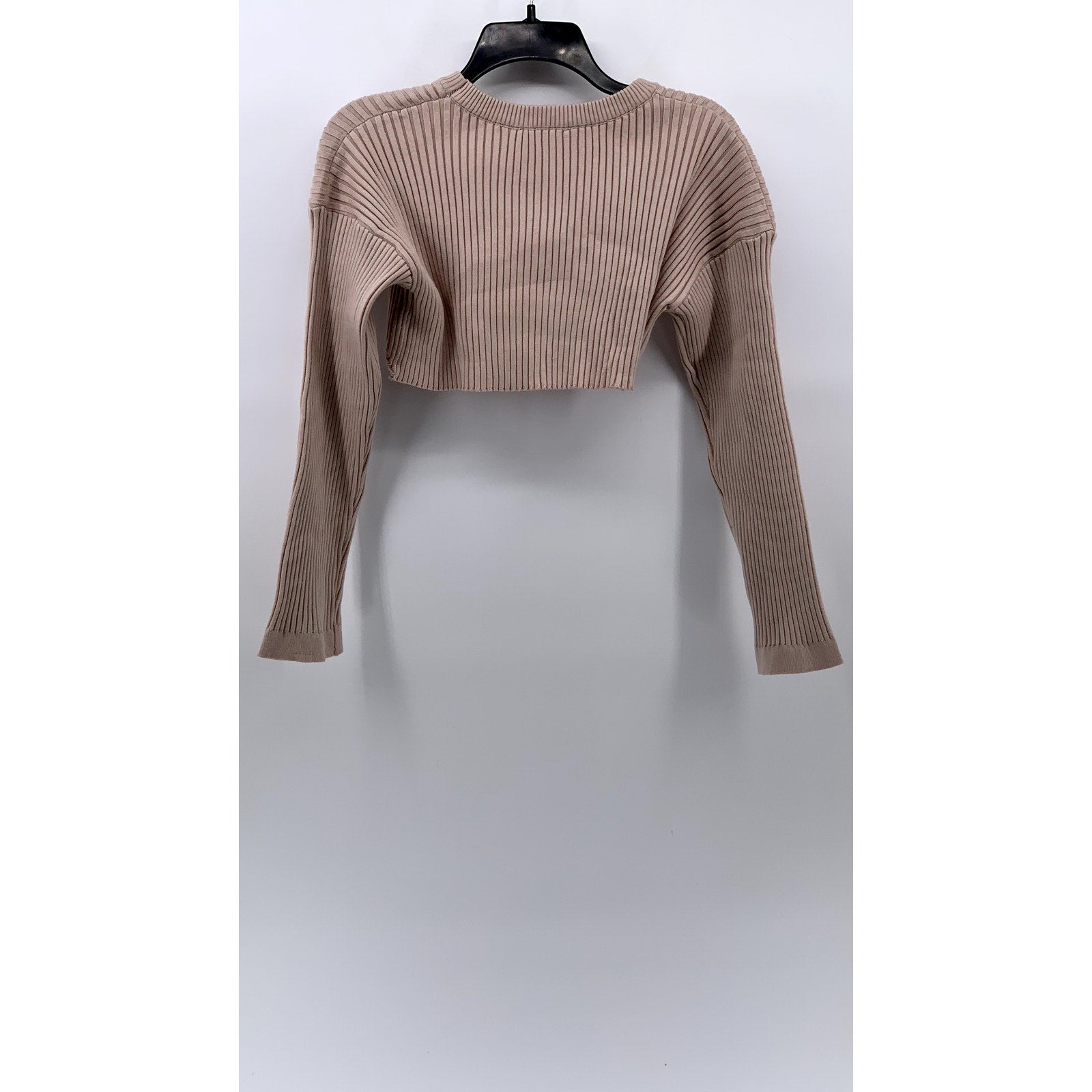 BOHME Women's Beige Ribbed Pullover Cutout Shrug Sweater SZ S