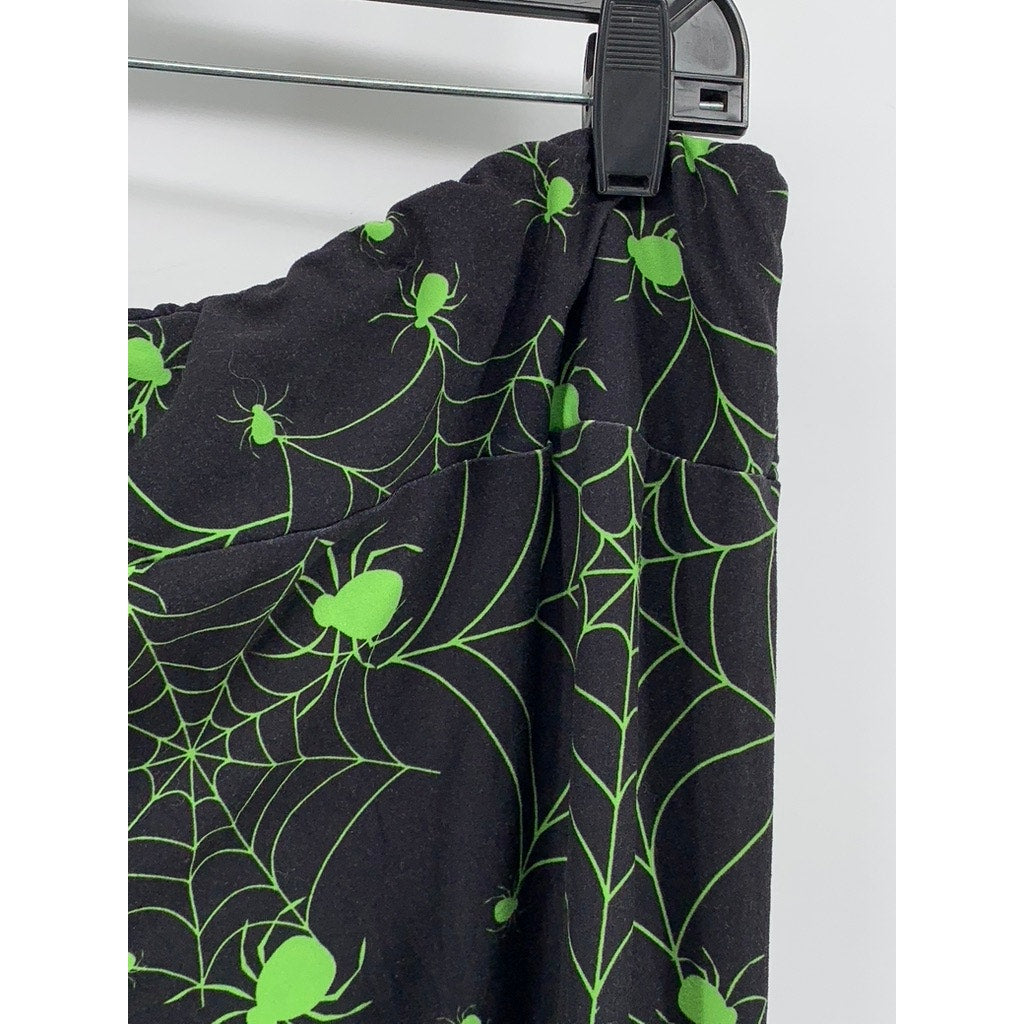 FABULEGS Women's Black-Green Spider-Web Print Leggings SZ XXL