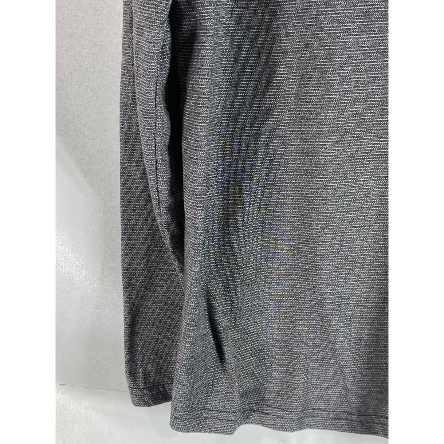 UNDER ARMOUR Men's Gray Threadborne Heatgear Loose Knit Quarter-Zip Hoodie SZ M