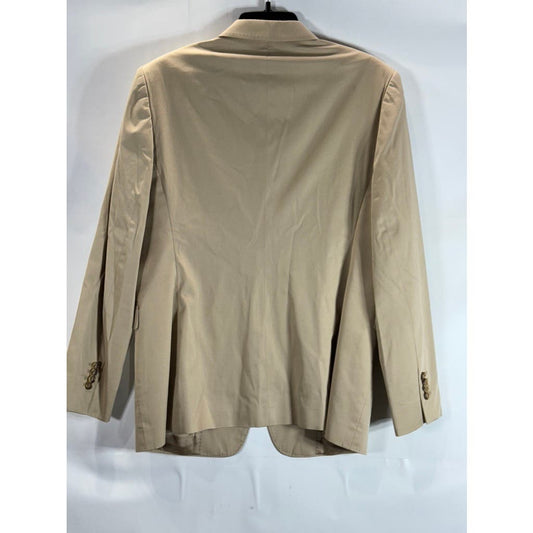 BROOKS BROTHERS Women's Beige Stretch Two-Button Lined long Sleeve Blazer SZ 14