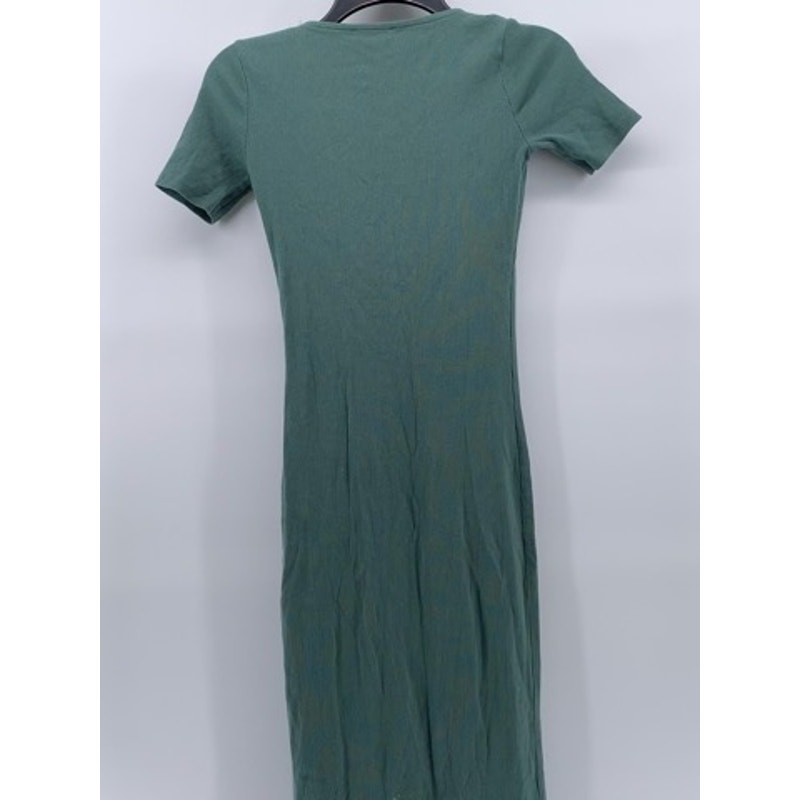 ZARA Women's Dark Green Straight-Neck Short Sleeve Midi Bodycon Dress SZ S