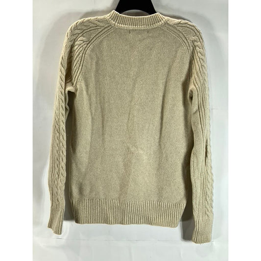 BANANA REPUBLIC Men's Cream Extra Fine Merino Wool-Blend Cable-Knit Sweater SZ S
