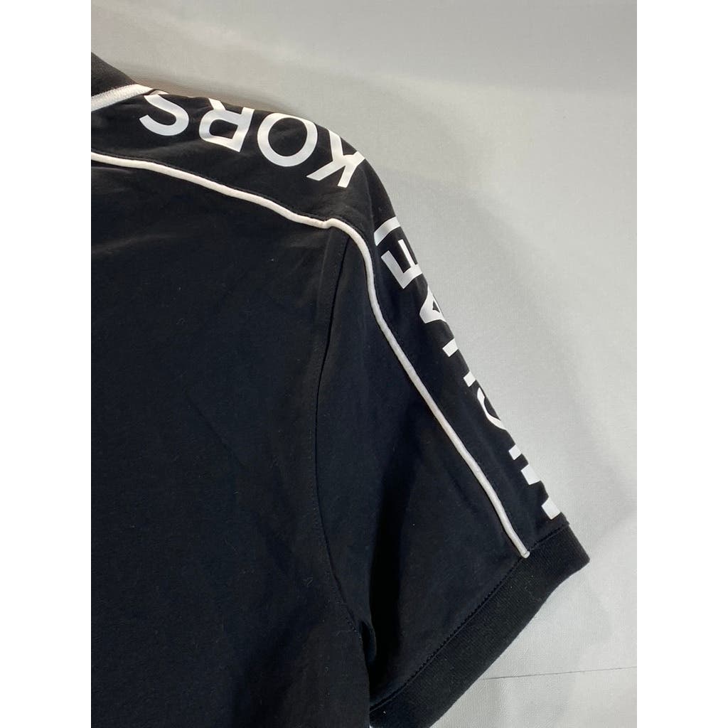 MICHAEL KORS Men's Black/White Cotton MK Logo Short Sleeve Polo Shirt SZ S