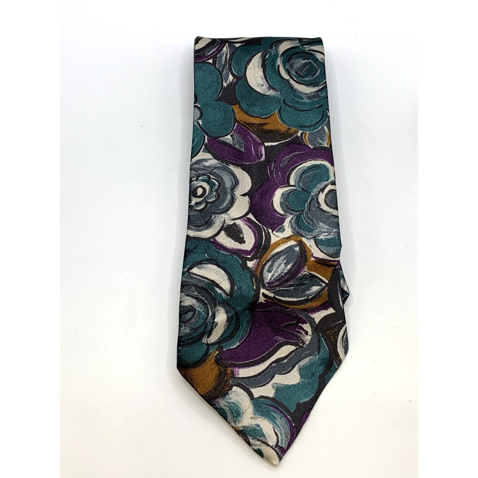HAGGAR Men's Vintage 90's Floral Paint Abstract USA Tie