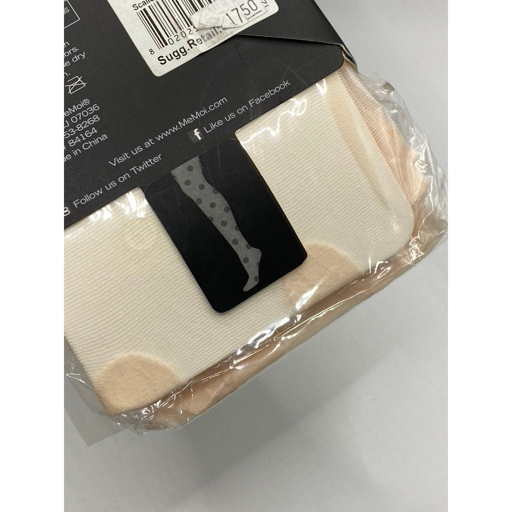 MEMOI Women's Scallop Shell Beige Super Dots Sheer Pull-On Tights SZ S/M