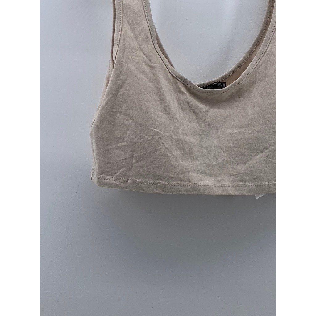 BOOHOO Women's Stone Scoop-Neck Cropped Tank Top SZ 10
