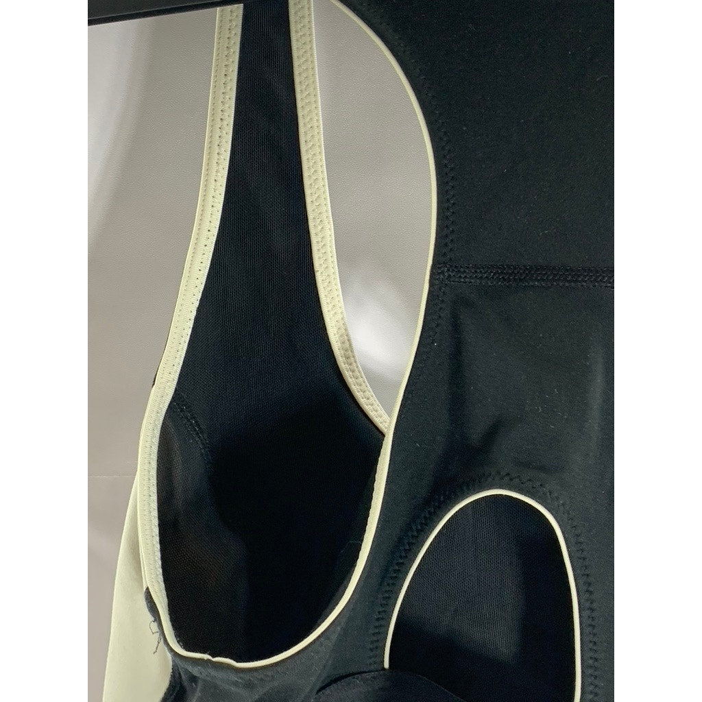 IVY PARK Women's Cream/Black Scoop-Neck Racerback Sport Bra SZ S