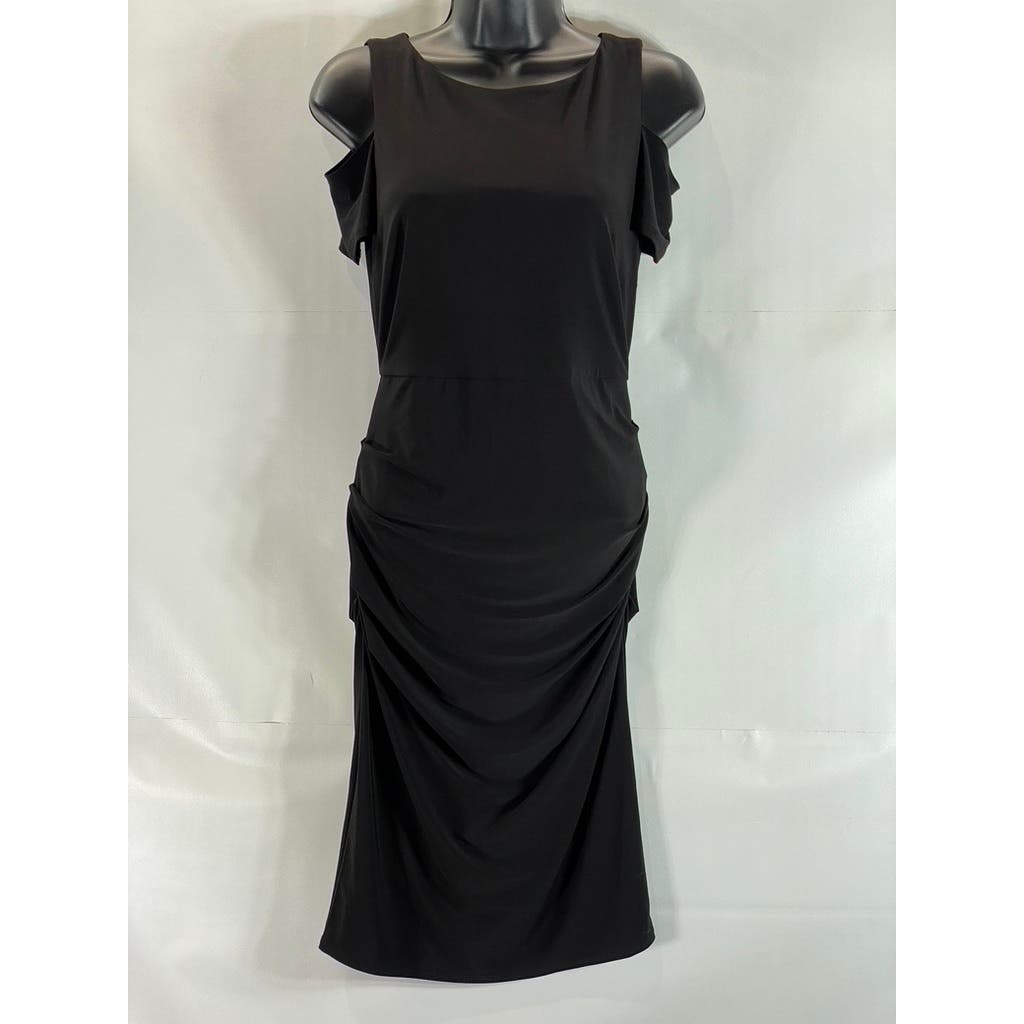 LAUNDRY BY SHELLI SEGAL Women's Black Cutout Shoulder Knee Length Dress SZ 0