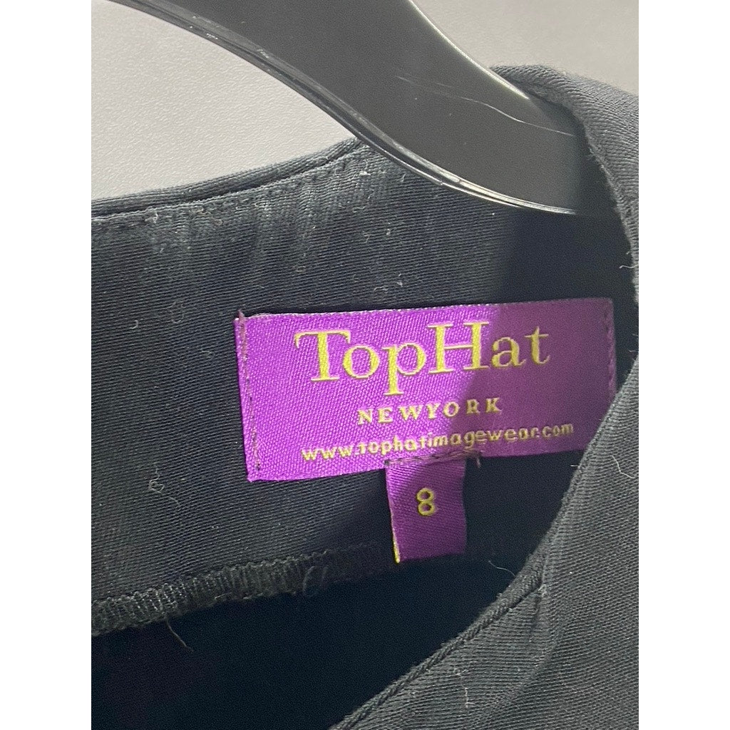 TOPHAT IMAGEWEAR Women's Black Back-Zipper Crewneck Sleeveless Crop Top SZ 8