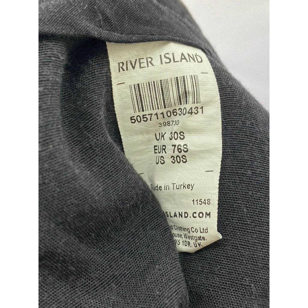 RIVER ISLAND Men's Gray-Blue Plaid Flat Front Short Dress Pant SZ 30S