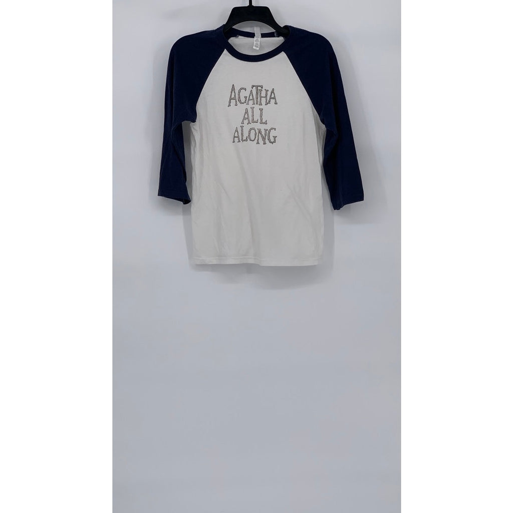 BELLA + CONVAS Women's Navy Blue-White Agatha All Along Crewneck Top SZ S