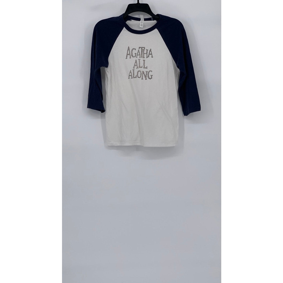 BELLA + CONVAS Women's Navy Blue-White Agatha All Along Crewneck Top SZ S