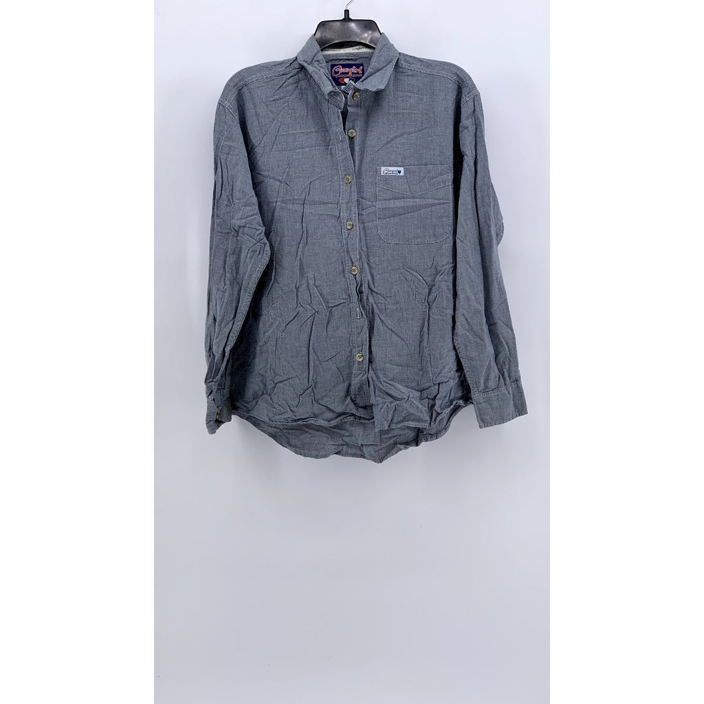 COWGIRL HARDWARE Women's Blue Houndstooth Long Sleeve Button-Up Top SZ M