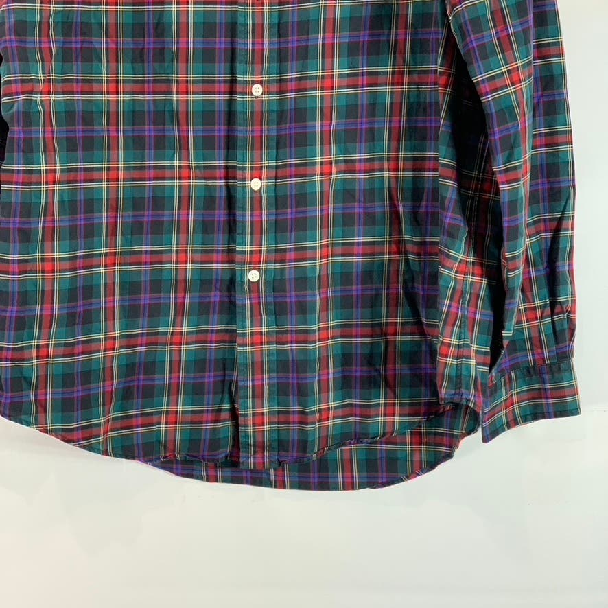 RALPH LAUREN Men's Red/Green Plaid Classic-Fit Button-Up Long Sleeve Shirt SZ L