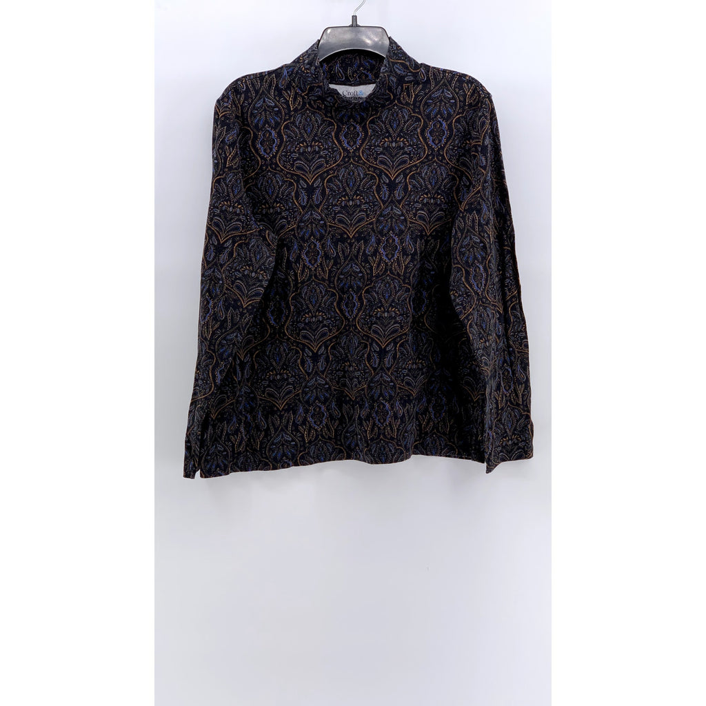 CROFT & BARROW Women's Black Paisley Printed Long Sleeve Mock-Neck Top SZ XXL