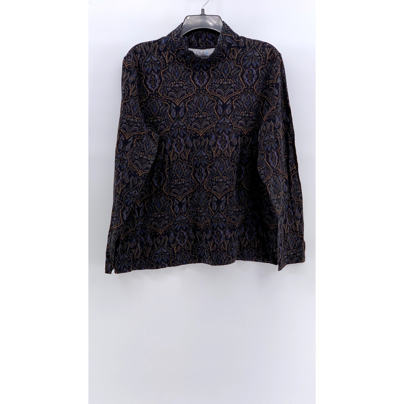 CROFT & BARROW Women's Black Paisley Printed Long Sleeve Mock-Neck Top SZ XXL