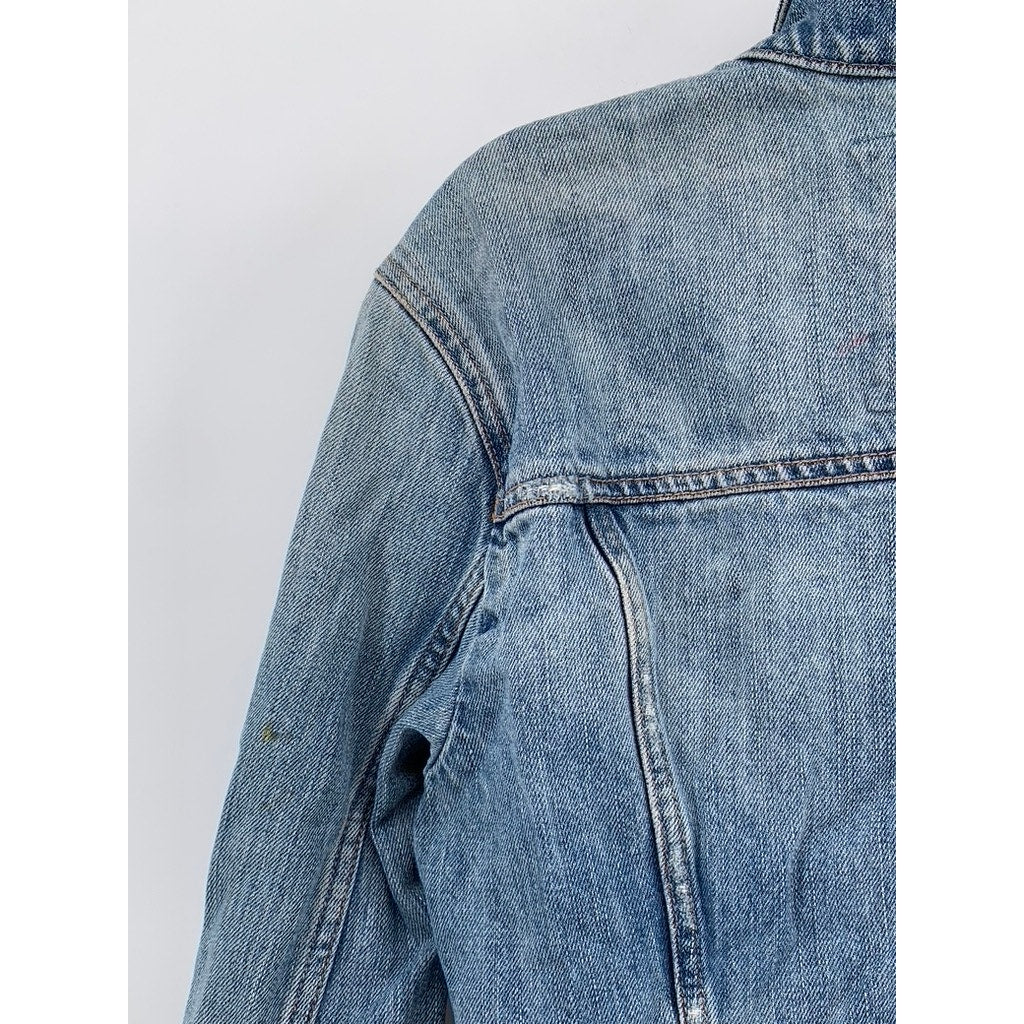 ABERCROMBIE & FITCH Women's Blue Denim Distressed Jean Jacket SZ S