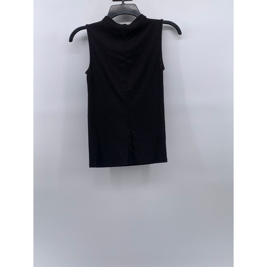 EVERLANE Women's Black Mock-Neck Sleeveless Ribbed Top SZ XS