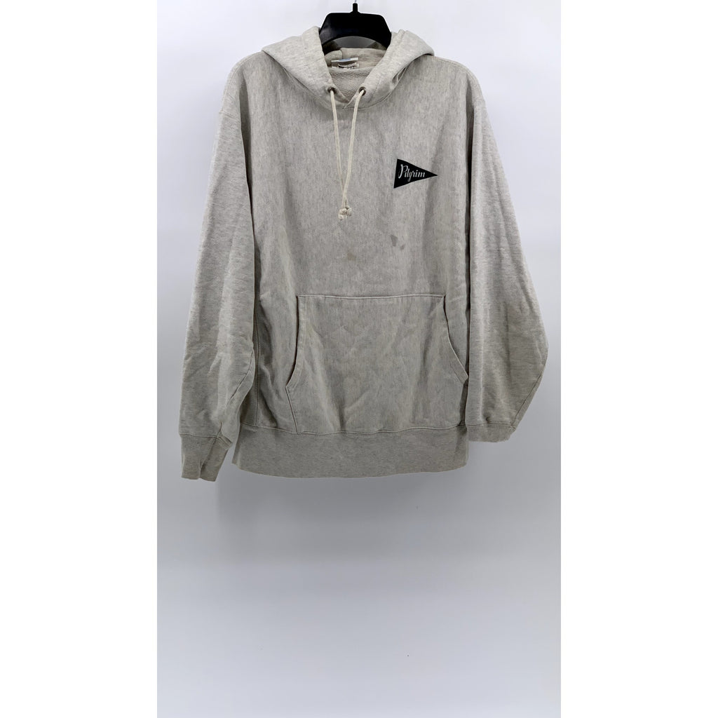 CHAMPION Men's Heather Gray Pilgrim Logo Hoodie SZ L