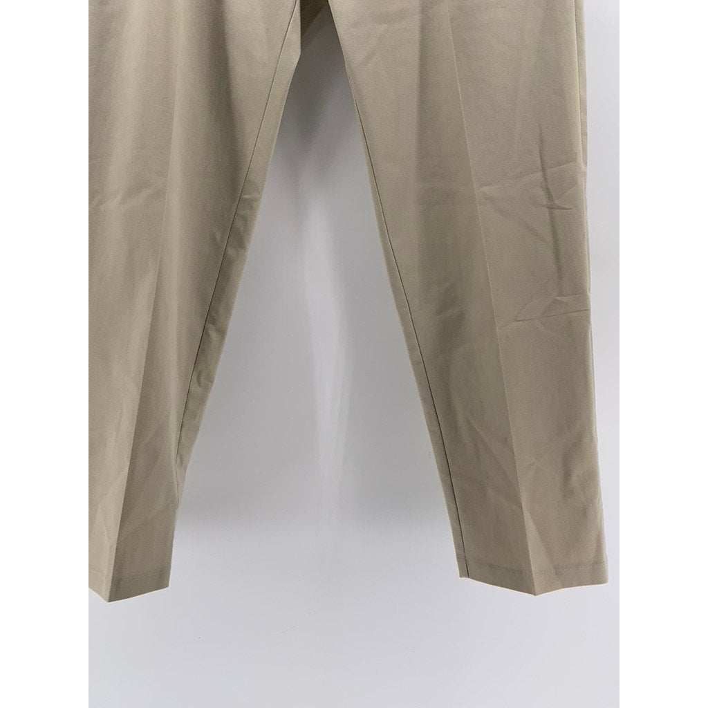 HAGGAR Men's Tan Straight-Fit Flat Front Pants SZ 34X29