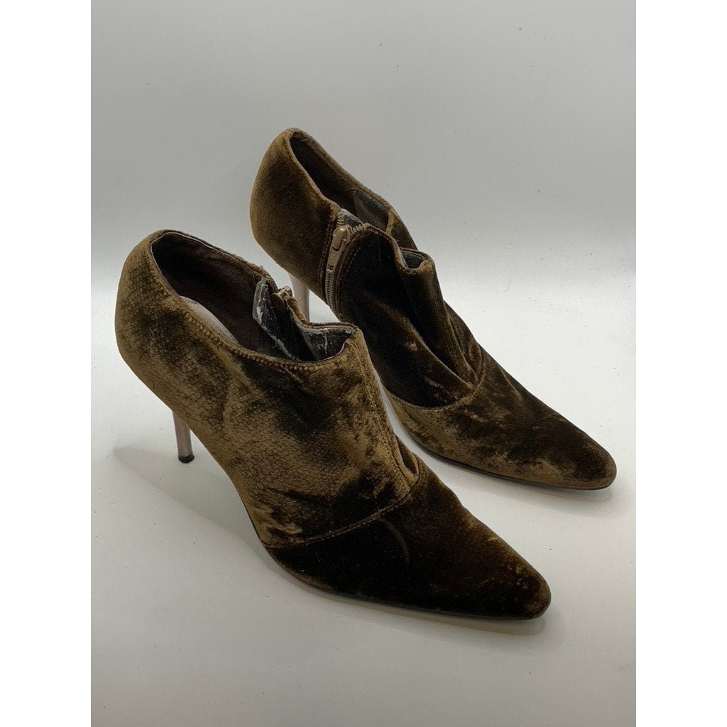 NINE WEST Women's Brown Suede Pointed Toe Stiletto Booties SZ 7.5