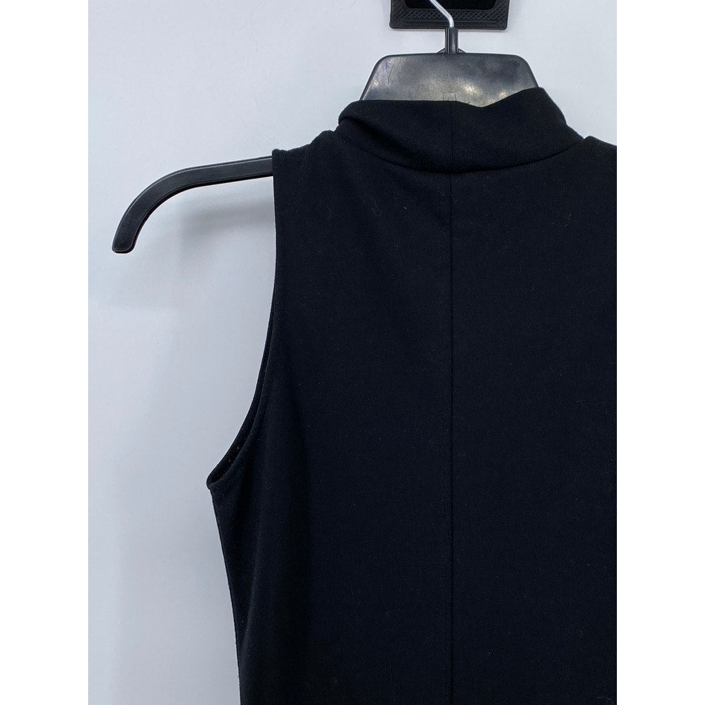 ZARA Women's Black Mock-Neck Sleeveless Bodycon Midi Dress SZ S
