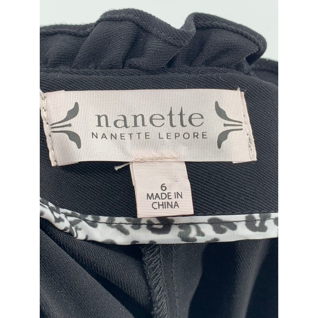 NANETTE NANETTE LEPORE Women's Black Ruffle Waist Pants SZ 6